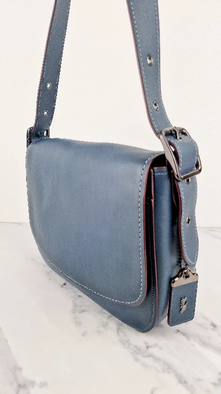 Coach 1941 Saddle 33 Large Dark Denim Blue Bag - Smooth Leather Crossbody Bag - Coach 11108