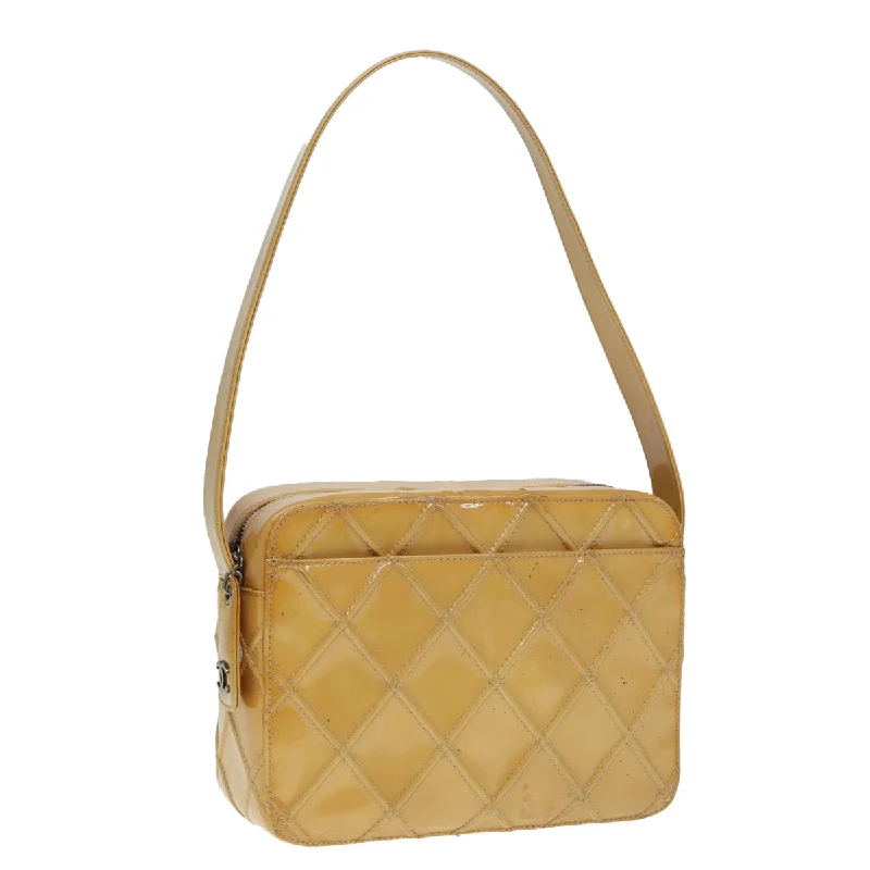 CHANEL Bicolore Shoulder Bag Enamel Yellow Silver CC  yb674