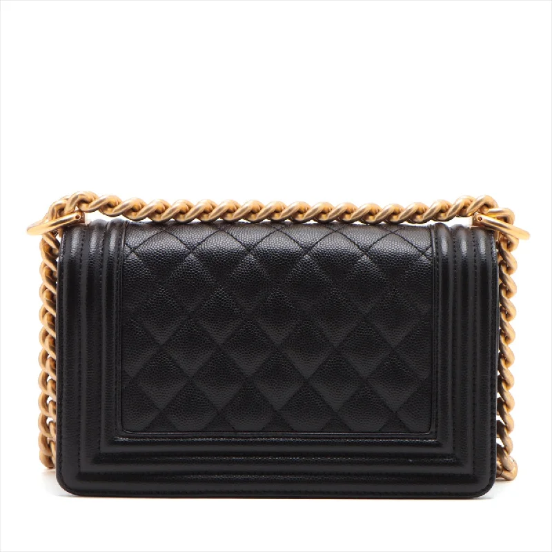 Chanel Boy Chanel 20 Small Caviar S Chain Shoulder Bag Black G  A67085