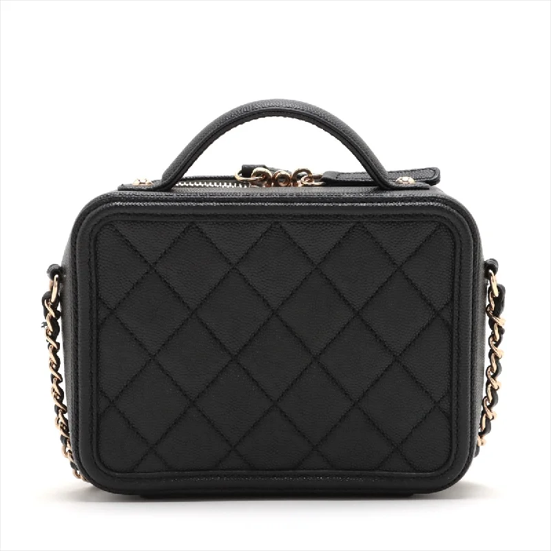 Chanel CC Filigree Caviar S 2WAY Shoulder Bag Black G  29th