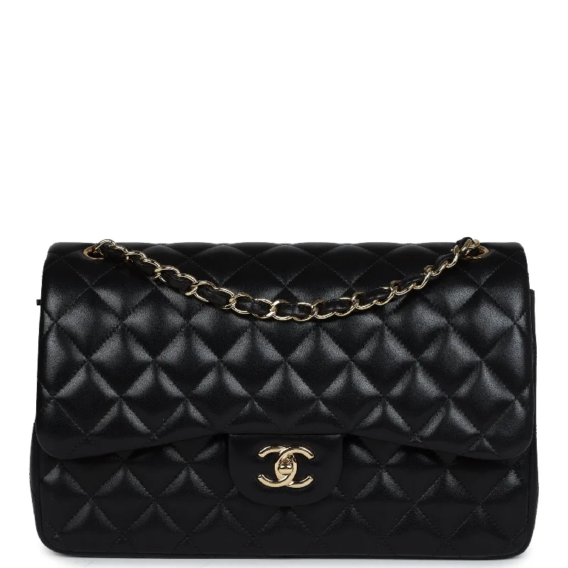 Chanel Jumbo Classic Double Flap Black Lambskin Gold Hardware