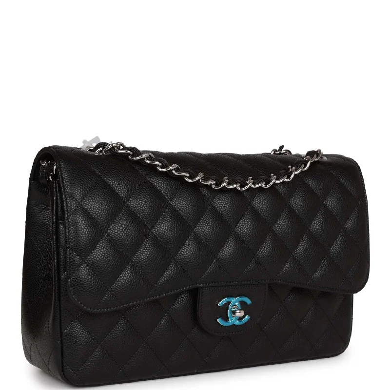 Chanel Jumbo Classic Double Flap Black Caviar Silver Hardware