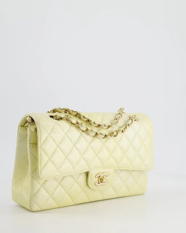 Chanel Lemon Sobert Shimmer Medium Classic Double Flap Bag in Iridescent Calfskin Gold Hardware  RRP £8,530