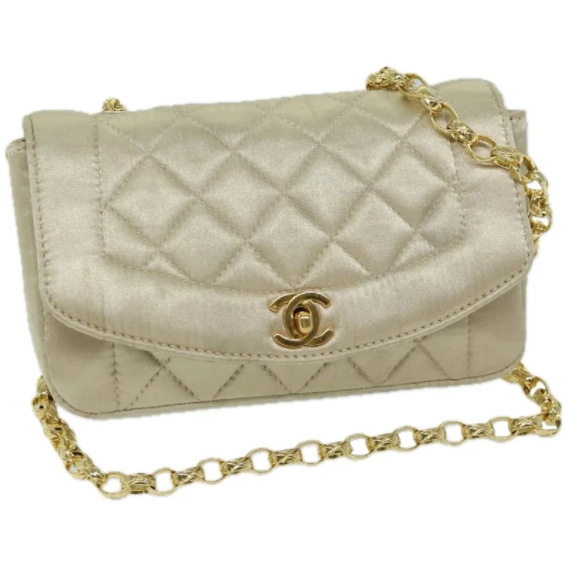 CHANEL Matelasse Chain Shoulder Bag Satin Gold CC  67057A