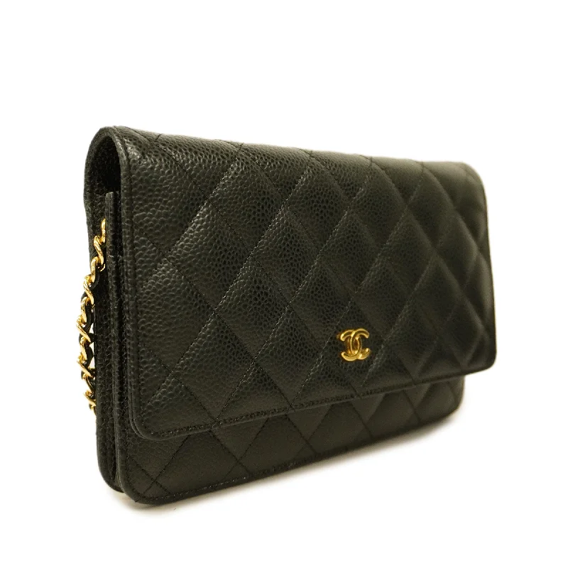 CHANEL  Matelasse Chain Shoulder Gold Hardware Caviar Leather Black