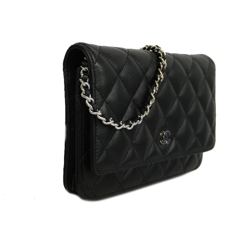 CHANEL  Matelasse Chain Shoulder Gold Hardware Women's Lambskin Black