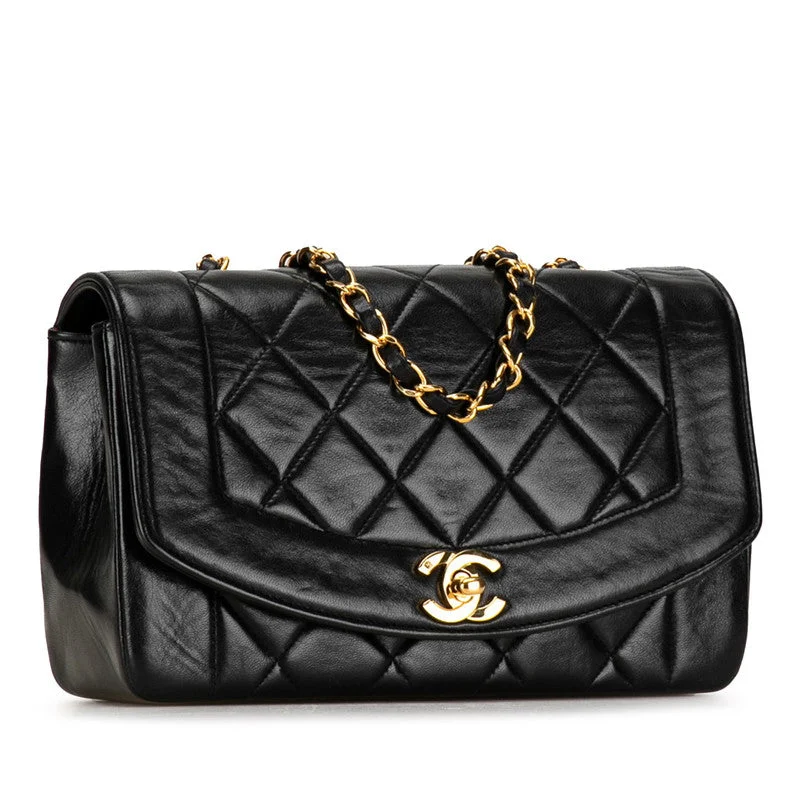 Chanel Matrasse 22 Diana Chain Shoulder Bag A01164 Black Leather  Chanel