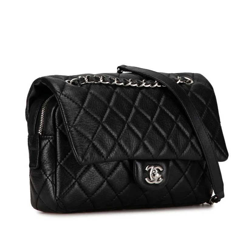 Chanel Mattrase 23 Coco Wild Stitch Silver G  Chain Shoulder Bag Black Lambskin  CHANEL