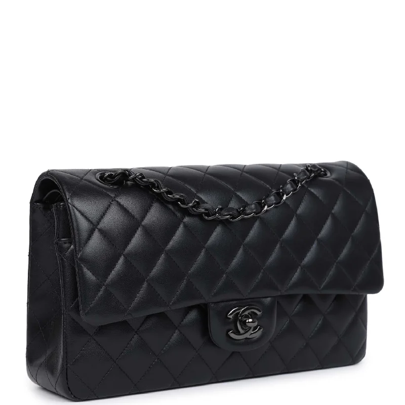 Chanel Medium Classic Double Flap Bag SO Black Lambskin Black Hardware