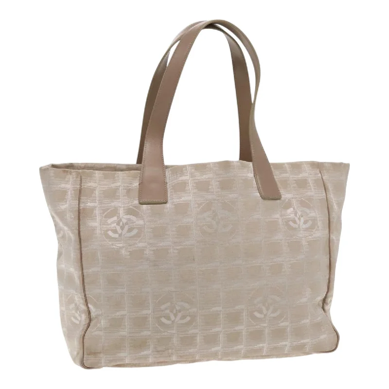 CHANEL New Travel line Tote Bag Nylon Beige CC  94803