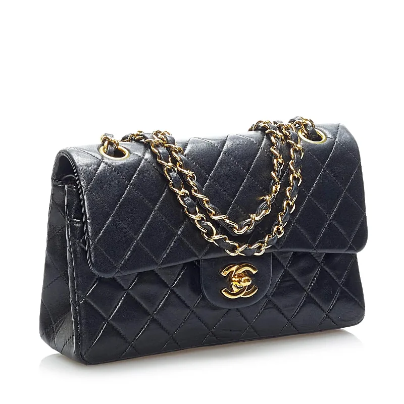 Chanel Small Classic Lambskin Leather Double Flap Bag (33958)