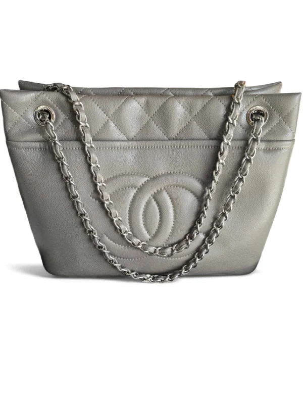 Chanel Timeless CC Tote Grey Caviar Silver-tone Hardware