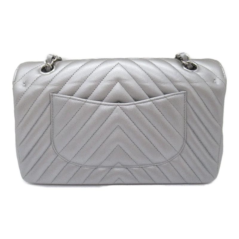 Chanel V Stitch Chain Shoulder Bag Caviar S  Silver