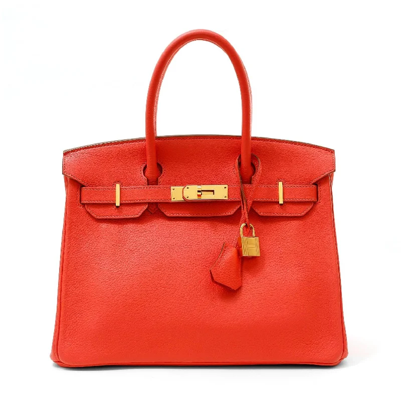 Hermes 30cm Birkin Red-Orange Togo w/ Gold Hardware #D