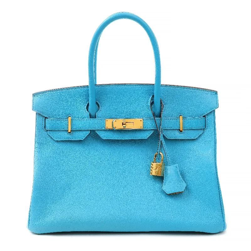 Hermes 30cm Blue Turquoise Chevre Birkin w/ Gold Hardware