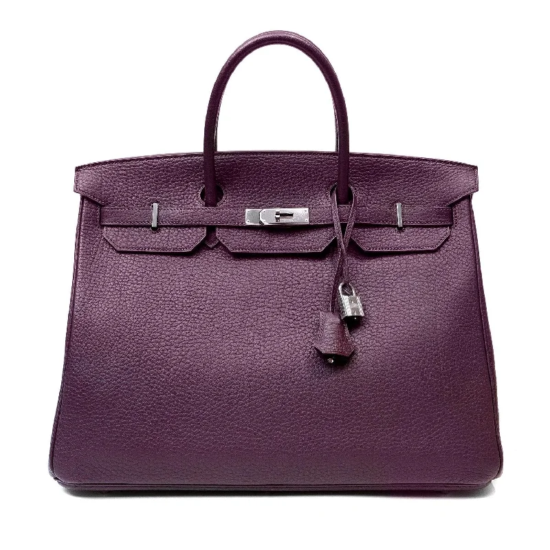 Hermes 40cm Cassis Fjord Leather Birkin w/ Palladium Hardware