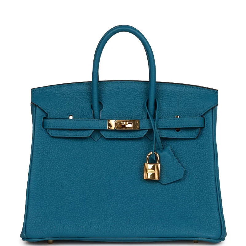 Pre-owned Hermes Birkin 25 Cobalt Togo Gold Hardware