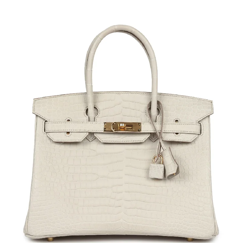 Hermes Birkin 30 Beton Matte Porosus Crocodile Gold Hardware