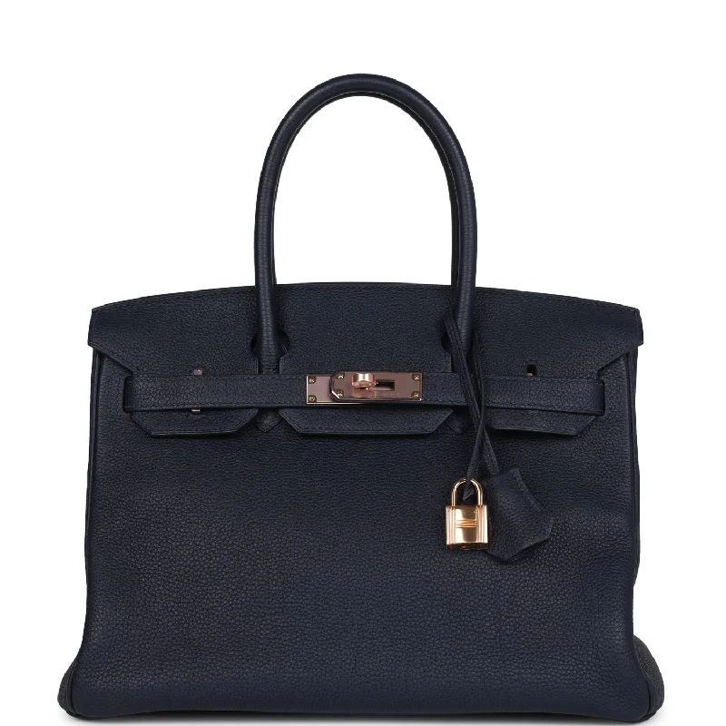 Hermes Birkin 30 Bleu Nuit Togo Rose Gold Hardware