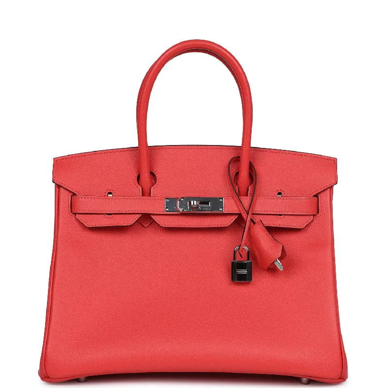 Pre-owned Hermes Birkin 30 Rose Jaipur Epsom Palladium Hardware