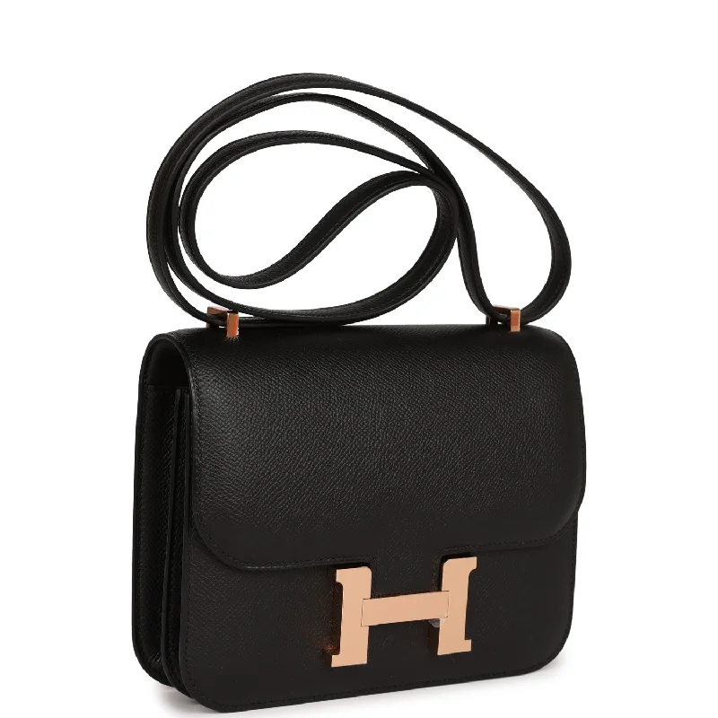 Hermes Constance 18 Black Epsom Rose Gold Hardware