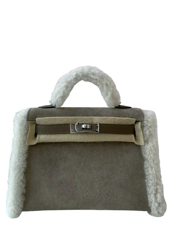 Hermes Kelly 20 Teddy Gris Caillou PHW #B SKCB-080066