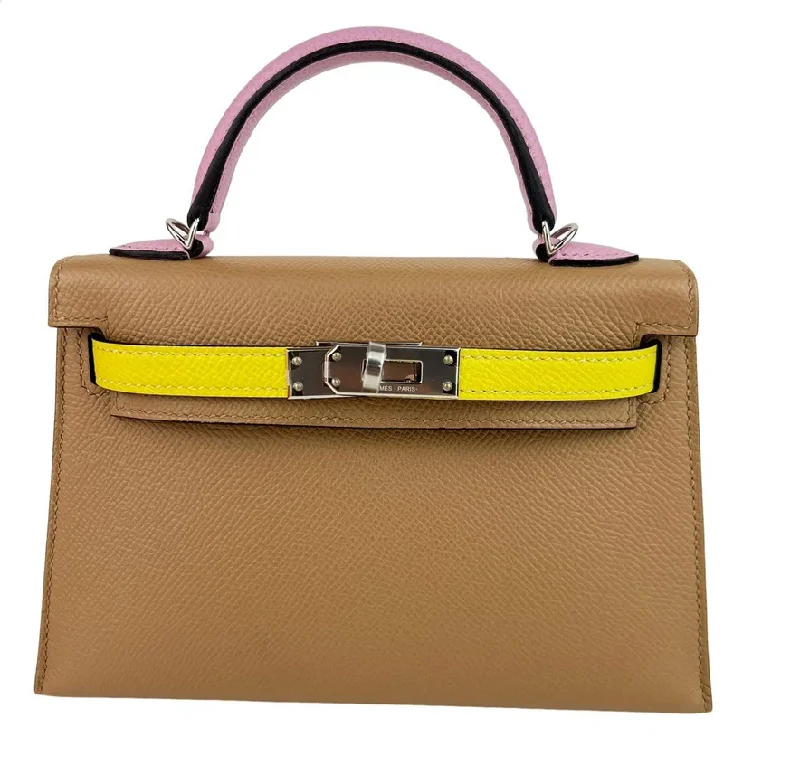 Hermes Kelly 20 tricolor Chai/Mauve /lime Epsom PHW U SKCB-143969