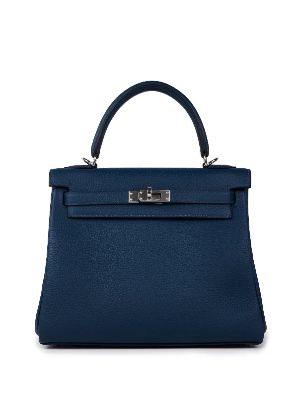 HERMÈS KELLY 25CM BLUE DE PRUSSE Togo Leather with Palladium Hardware