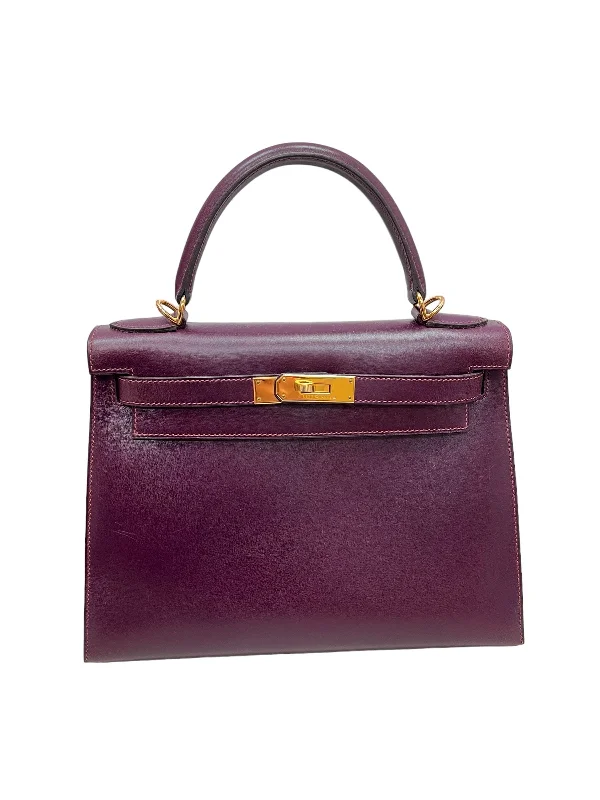 Hermès Kelly 28 Sellier Raisin Boxcalf GHW #E SKC1736