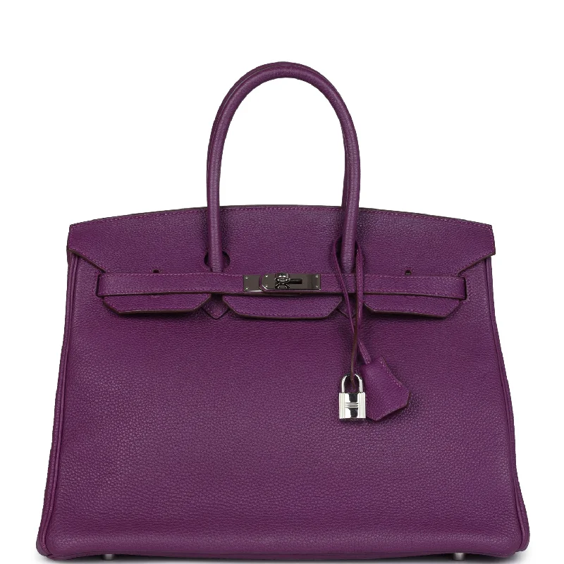 Pre-owned Birkin 35 Anemone Togo Palladium Hardware