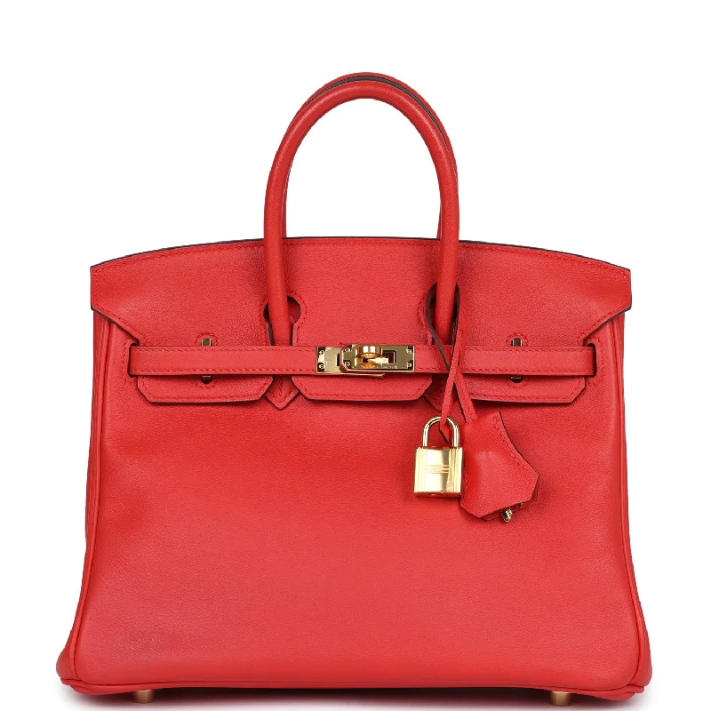 Pre-owned Hermes Birkin 25 Rouge Tomate Swift Gold Hardware