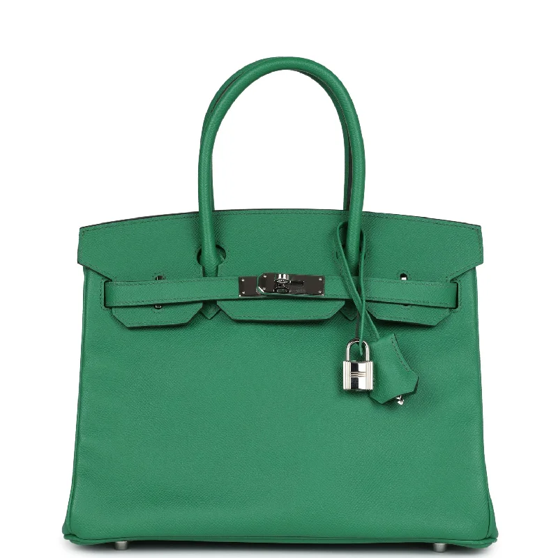 Pre-owned Hermes Birkin 30 Cactus Epsom Palladium Hardware