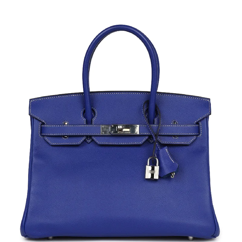 Pre-owned Hermes Birkin 30 Bleu Electric Candy Epsom Palladium Hardware