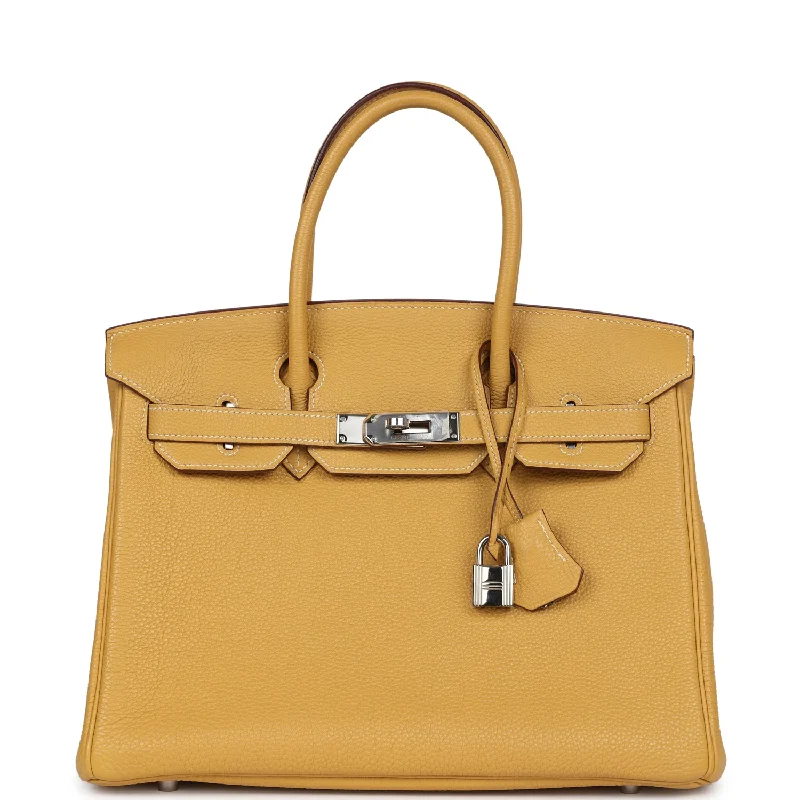 Pre-owned Hermes Birkin 30 Curry Togo Palladium Hardware