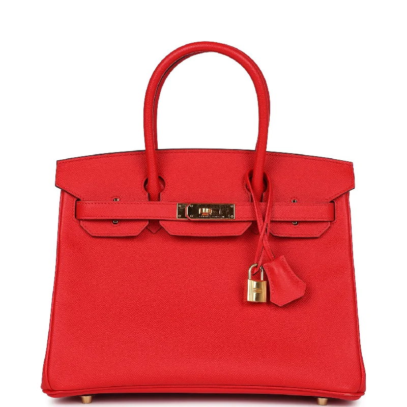 Pre-owned Hermes Birkin 30 Rouge De Coeur Epsom Gold Hardware