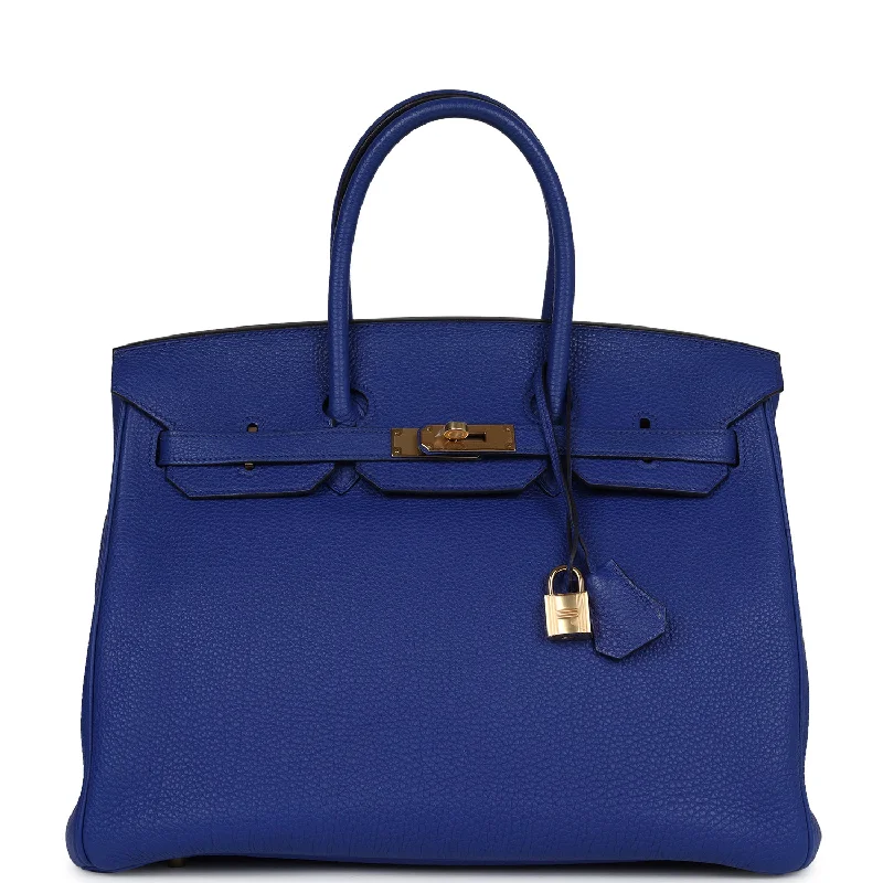 Pre-owned Hermes Birkin 35 Bleu Electric Togo Gold Hardware