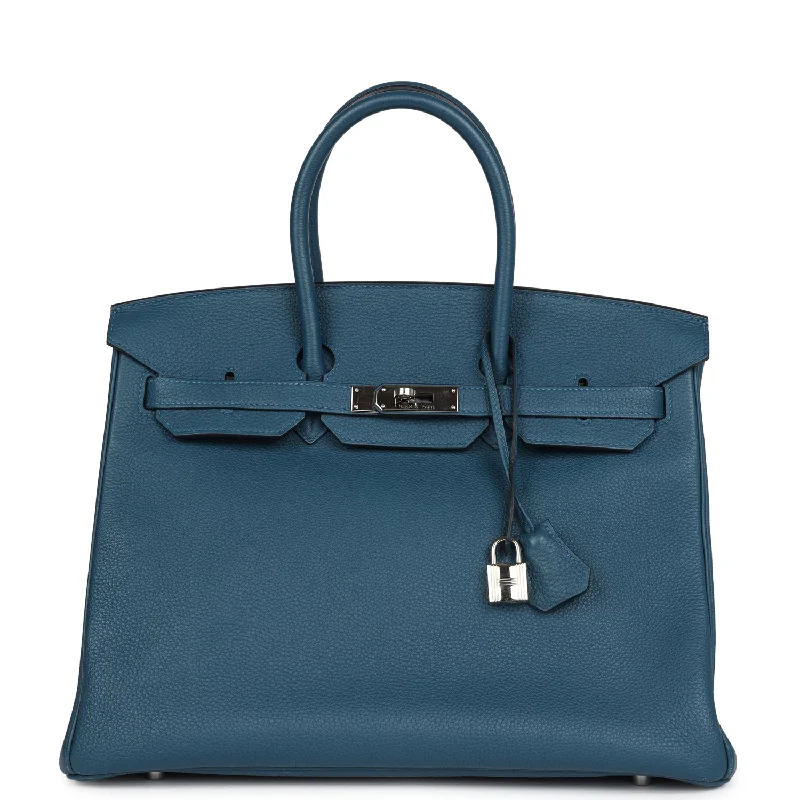 Pre-owned Hermes Birkin 35 Colvert Togo Palladium Hardware