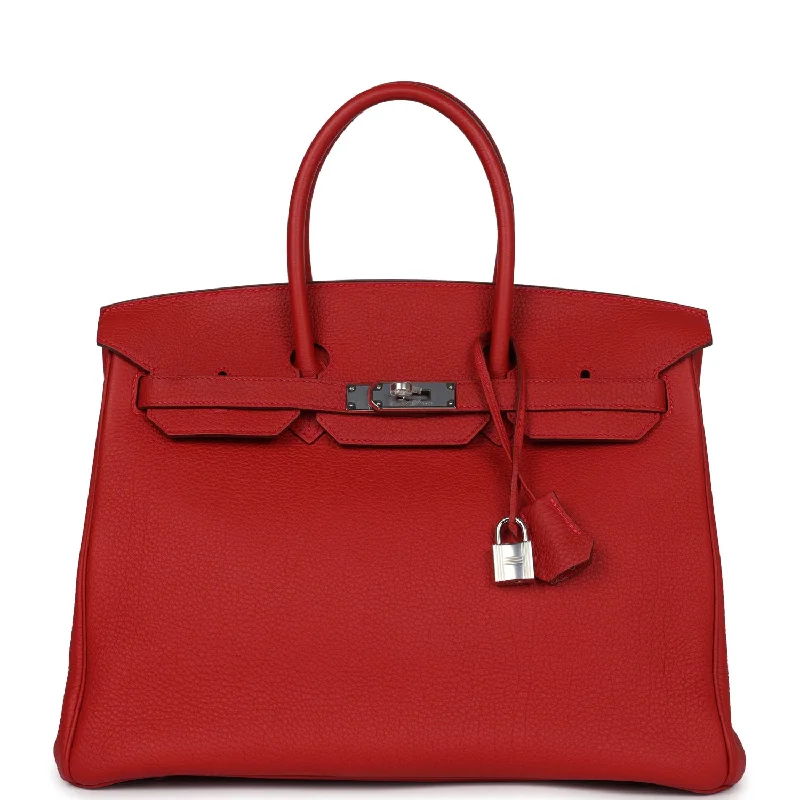 Pre-owned Hermes Birkin 35 Rouge Casaque Togo Palladium Hardware