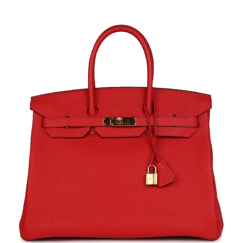 Pre-owned Hermes Birkin 35 Rouge Tomate Togo Gold Hardware