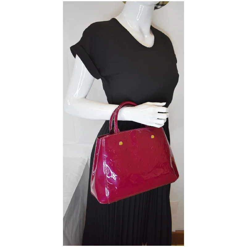 LOUIS VUITTON Montaigne BB Vernis Leather Tote Shoulder Bag Magenta